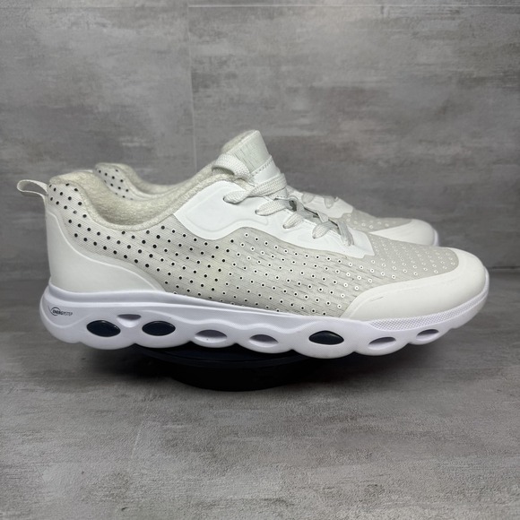 Energystep Shoes Mens Size 9 White Perforated Walking Comfort Athletic Sneakers - Picture 1 of 8